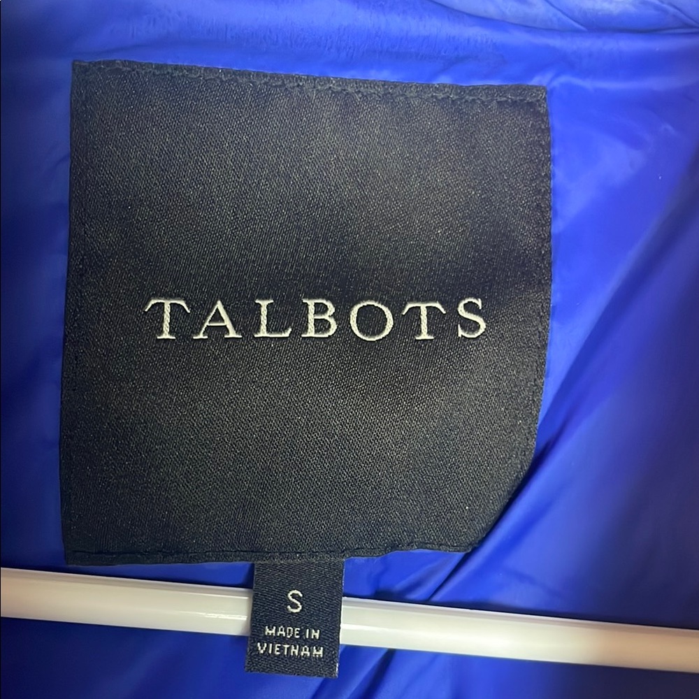 Talbots blue quilted down vest puffer warm comfort cozy - Picture 2 of 4
